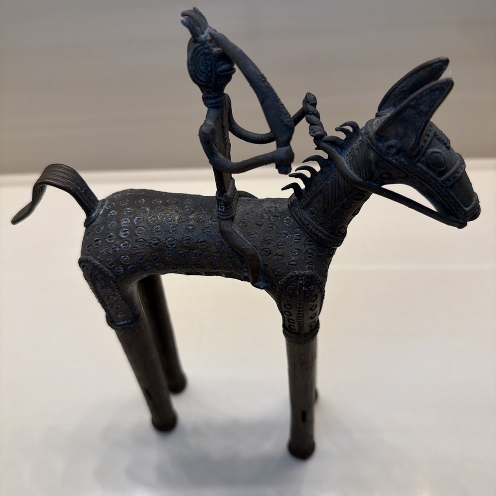 Indian Warrior Rider Horse Brass Casted Handcrafted Figurine Vintage Art Decor - Picture 13 of 16